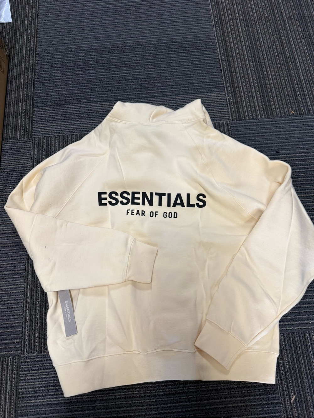 ESSENTIALS Cream Crewneck Sweater with Black Logo